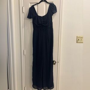 Trixxi Navy Blue Maxi Dress with Polka Dots